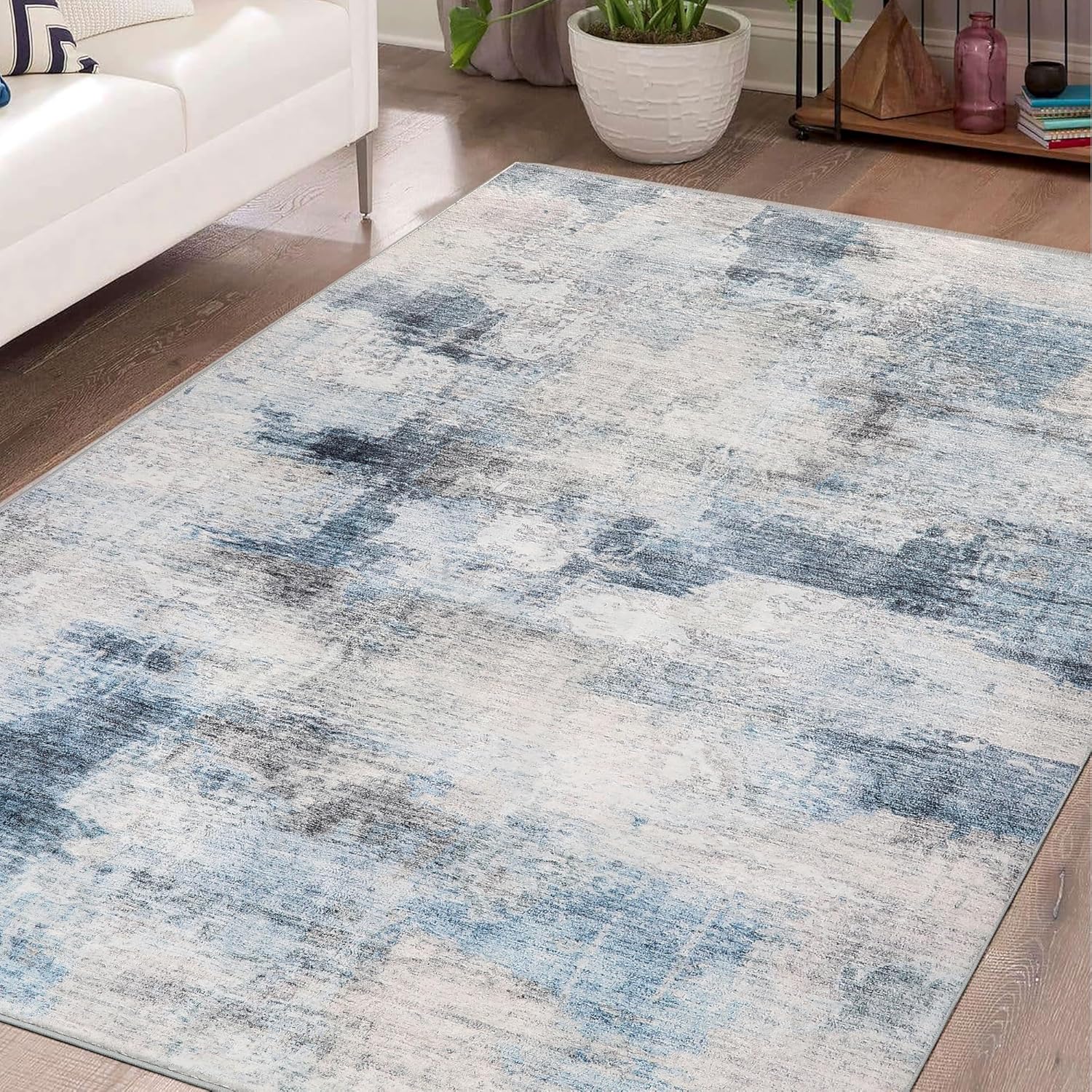 Modern Abstract Area Rug, 9x12 Washable Rugs for Living Room Bedroom Office Floo...