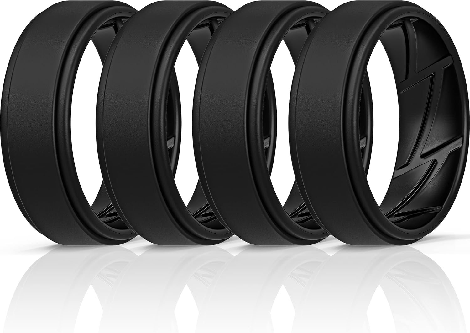 ThunderFit Silicone Wedding Rings for Men Breathable Airflow Inner Grooves, Step...