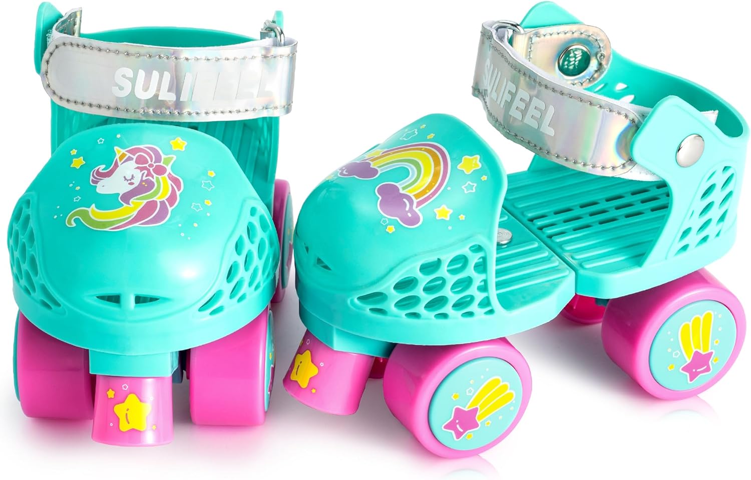 SULIFEEL Kids Adjustable Quad Roller Skates,Toddler Beginner Roller Skates for G...