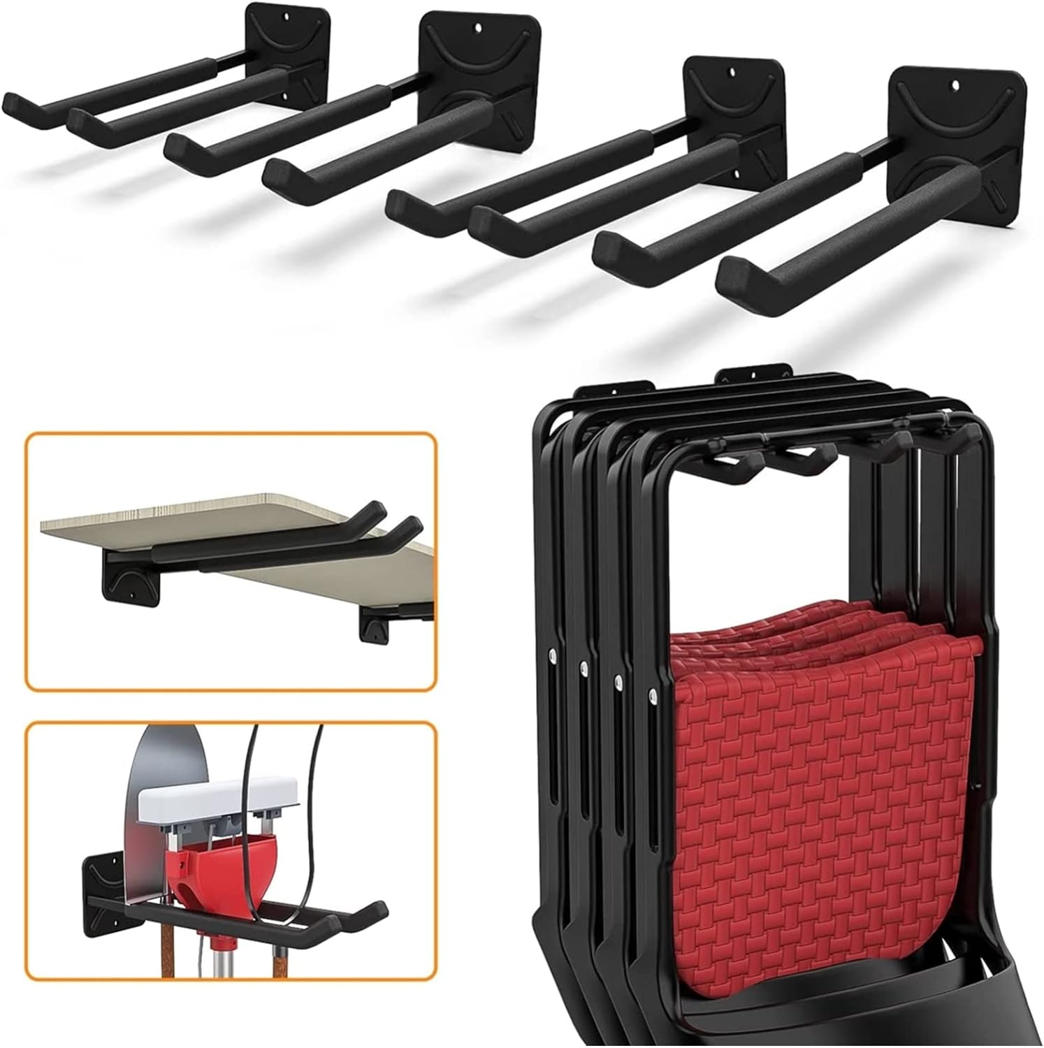 TORACK 4 Pack Garage Storage System Hooks, Heavy Duty Wall Mount Tool Organizer,...