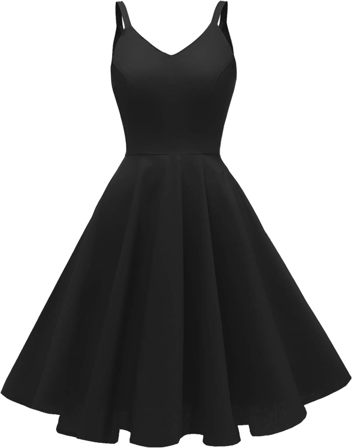GOOBGS Women's 1950s Retro Vintage Spaghetti Strap Cocktail Swing Dresses with P...
