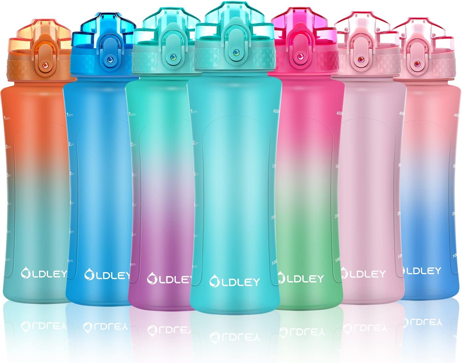 OLDLEY Kids Water Bottle with Straw for School Girls Boys, 15 oz Unbreakable Lea...