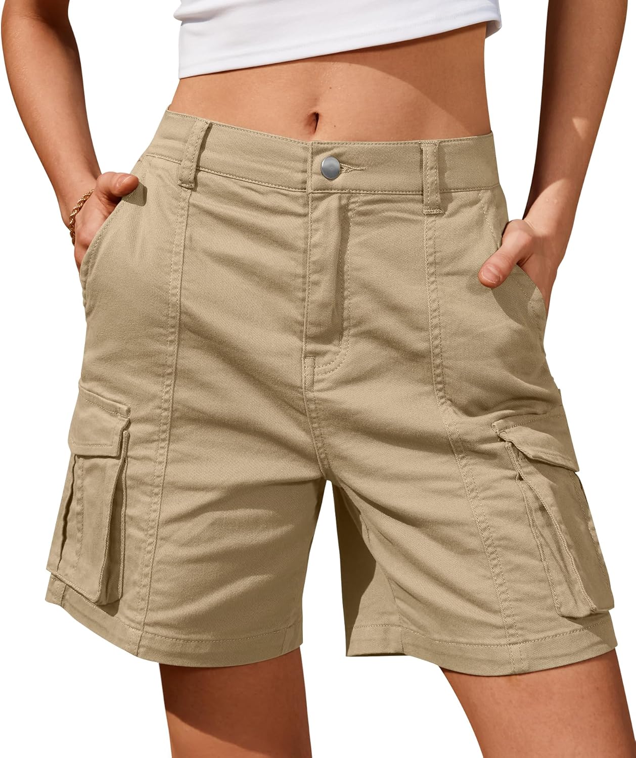 IVIR Bermuda Shorts for Women, Special Cargo Shorts with Knee Length, Innovative...