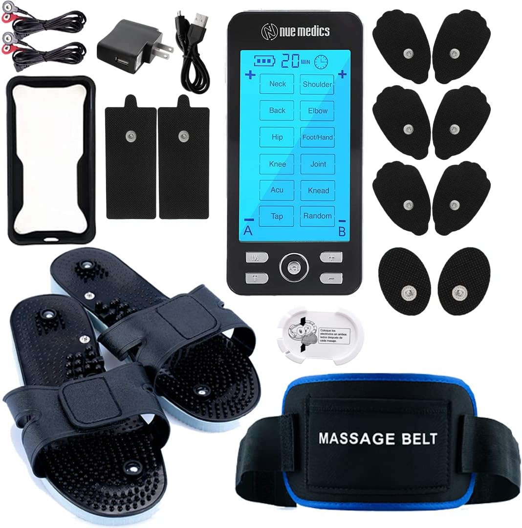 Rechargeable Tens 24 Muscle Stimulator Complete Set + Flex Snap on Belt for Lowe...