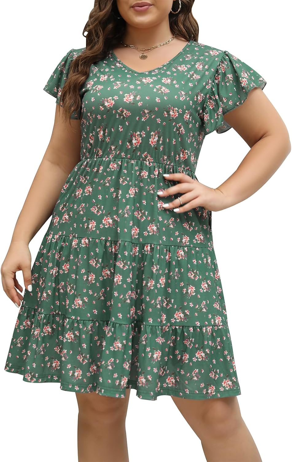 Celkuser Womens Plus Size Casual Summer Curvy Dresses, Special Dresses with Shor...
