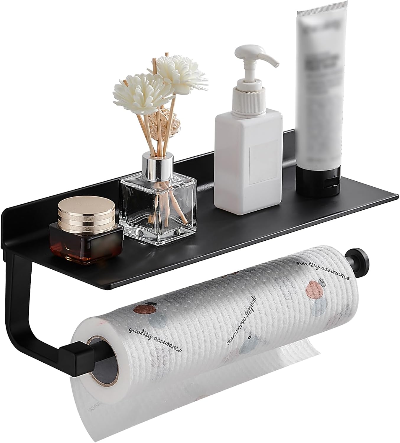Danpoo Wall Mount Paper Towel Holder with Shelf for Bathroom/Kitchen, Adhesive H...