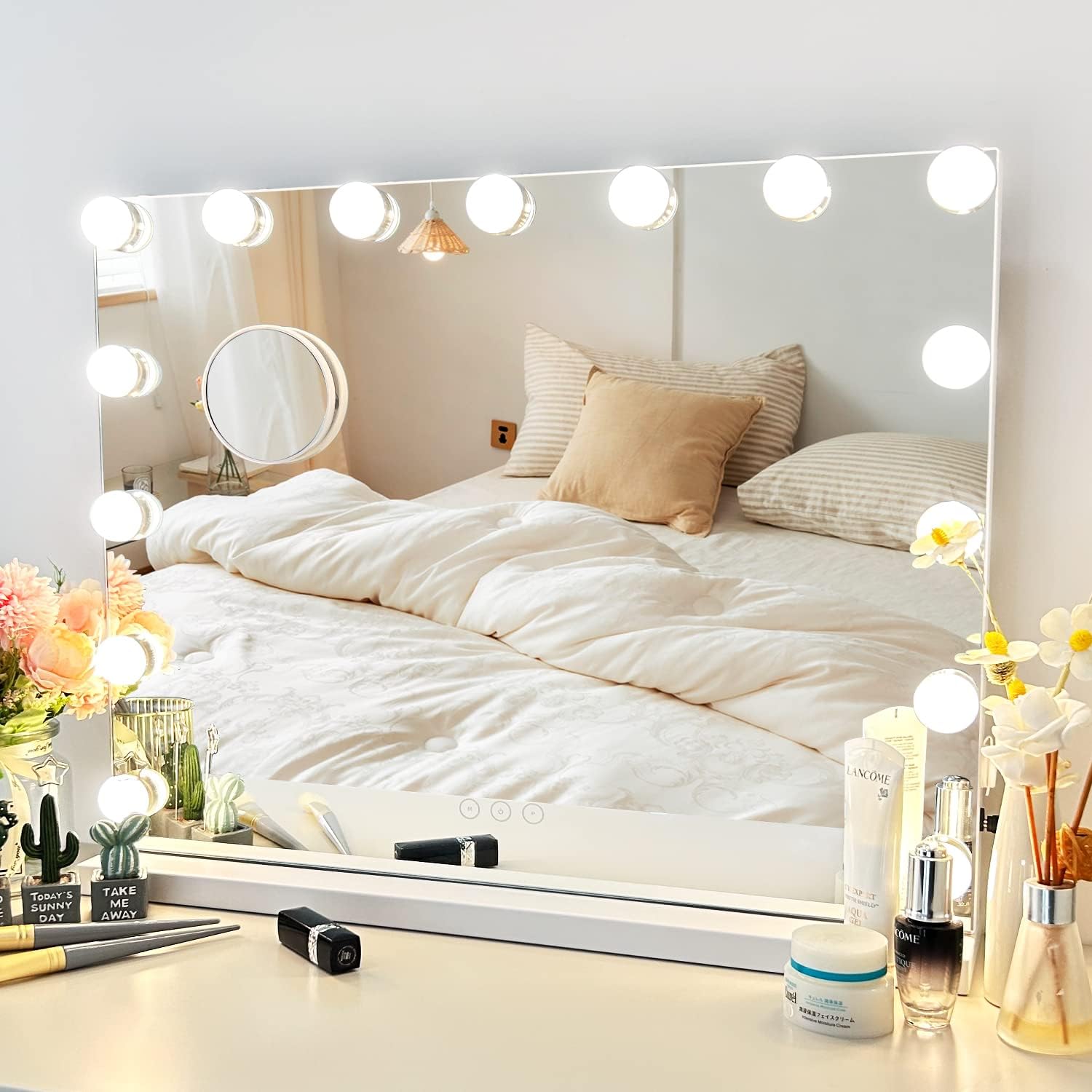 Vanity Mirror with Lights Lighted Makeup Mirror with 15 Dimmable LED Bulbs,3 Col...