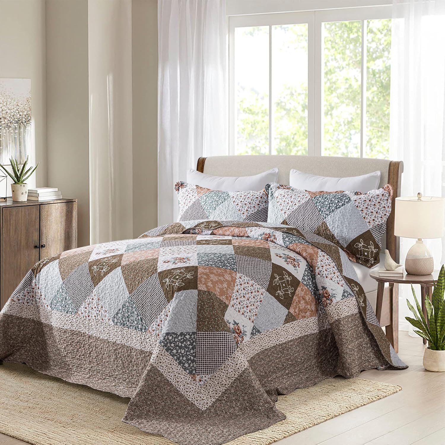 HoneiLife Oversized King Bedspreads 120x120-3 Pcs California King Quilt, Extra L...