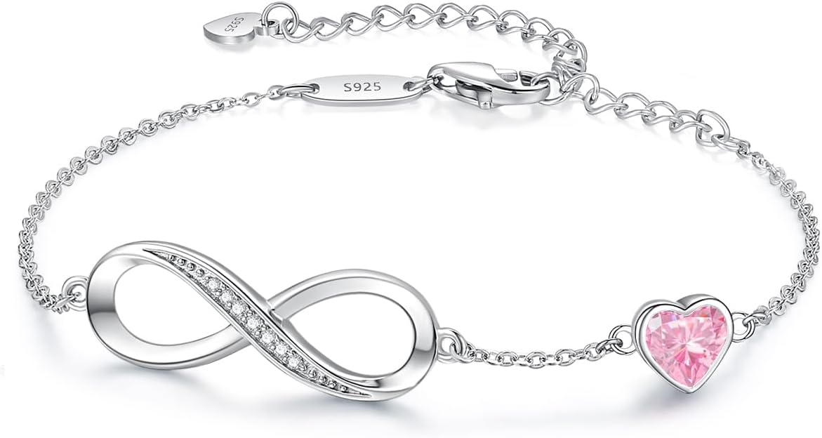 Louisa Secret Infinity Bracelets for Womens, Sterling Silver 925 Bracelet Adjust...