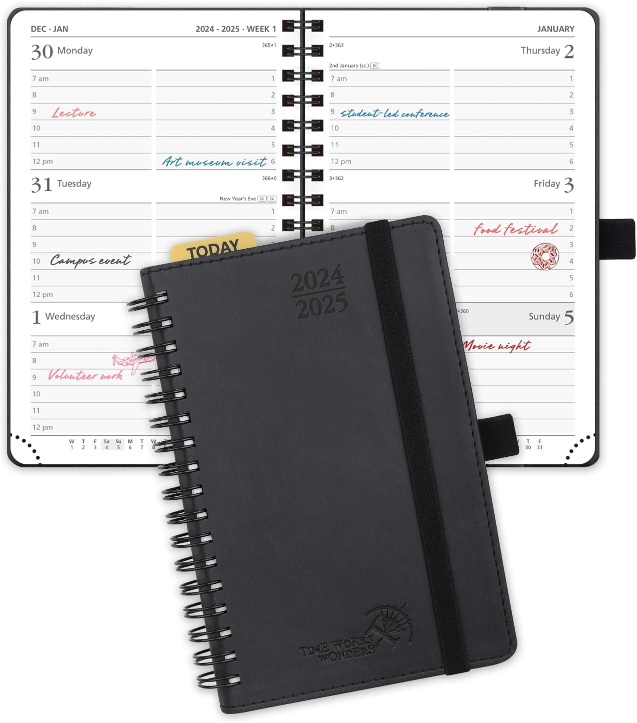 POPRUN Planner 2024-2025 Pocket Size (4'' x 6.25'') Academic Year Calendar (July...