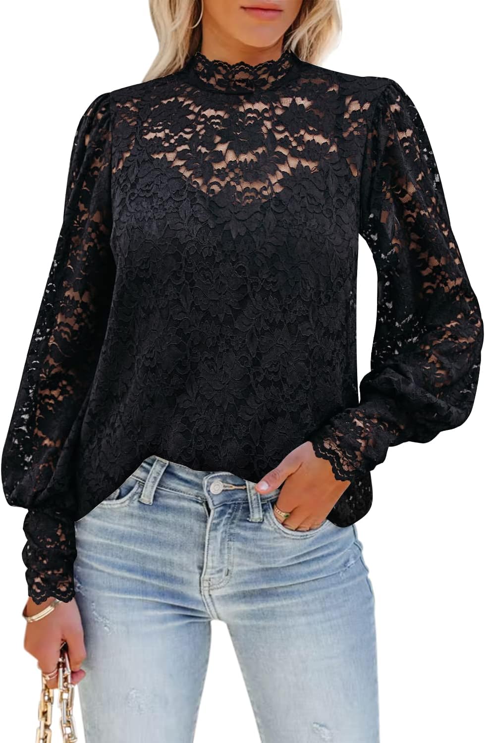 DOROSE Womens Lace Tops Dressy Casual Short Sleeve Floral Summer Blouses Shirts...