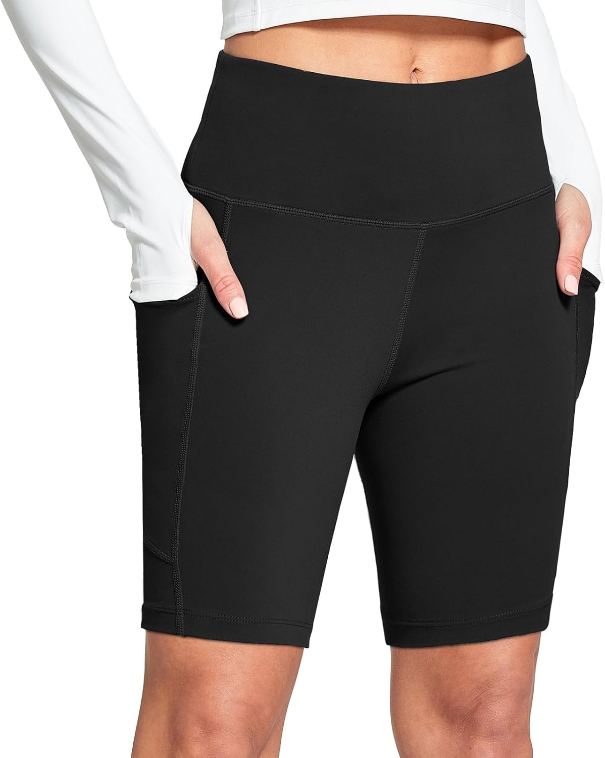 BALEAF Women's Biker Shorts, Special High Waisted Shorts with Pockets for Gym Wo...