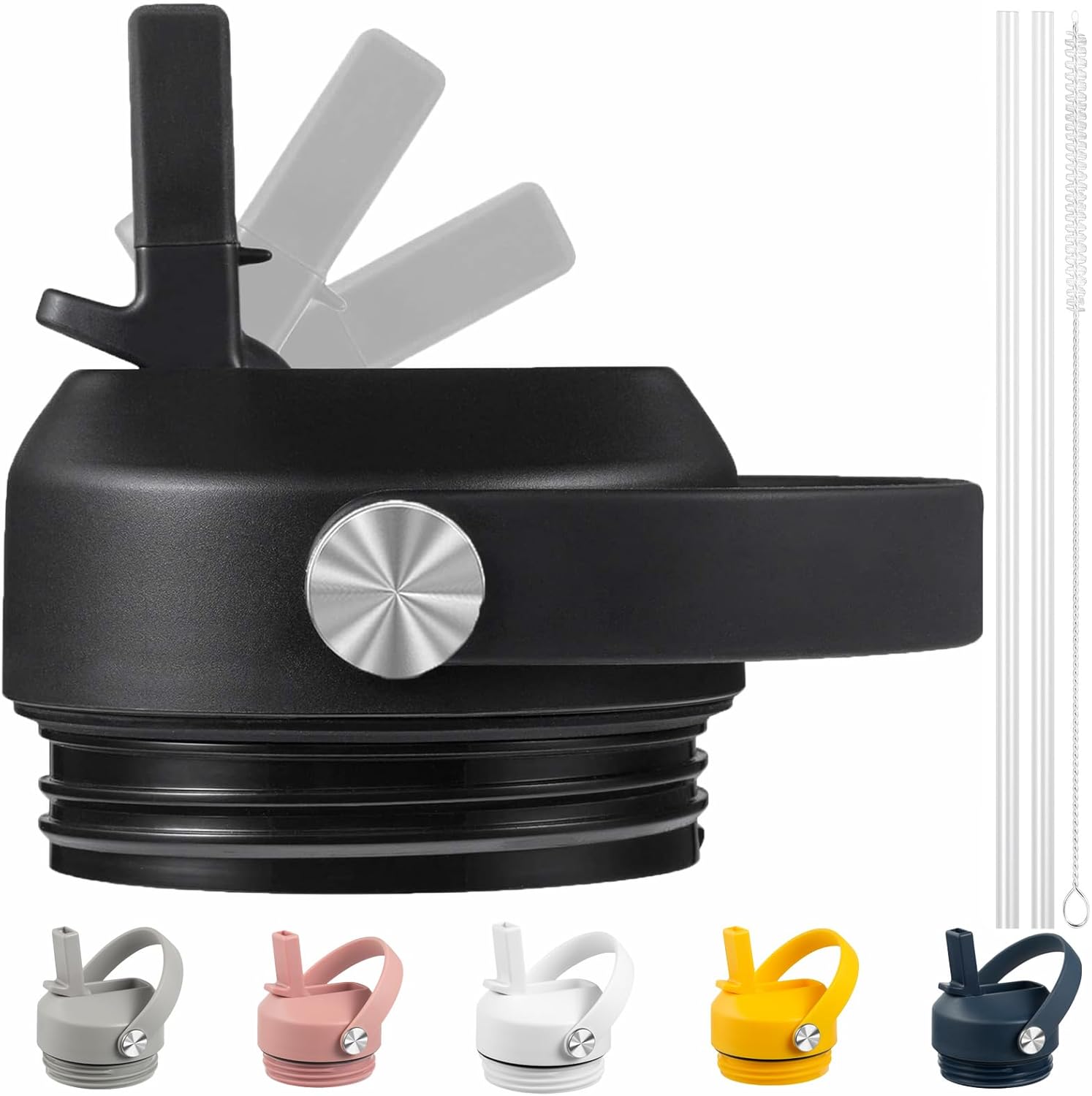 Straw lid for Yeti Rambler 18 26 36 64 oz, Lid with Straws and Flexible Handle,...