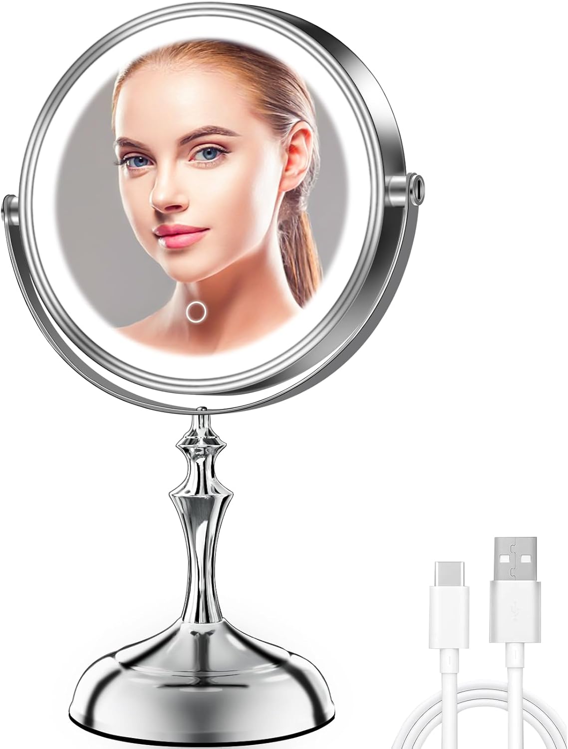 Special 9 Inch Large Lighted Makeup Mirror, High-Quality 3000mAh Rechargeable Va...