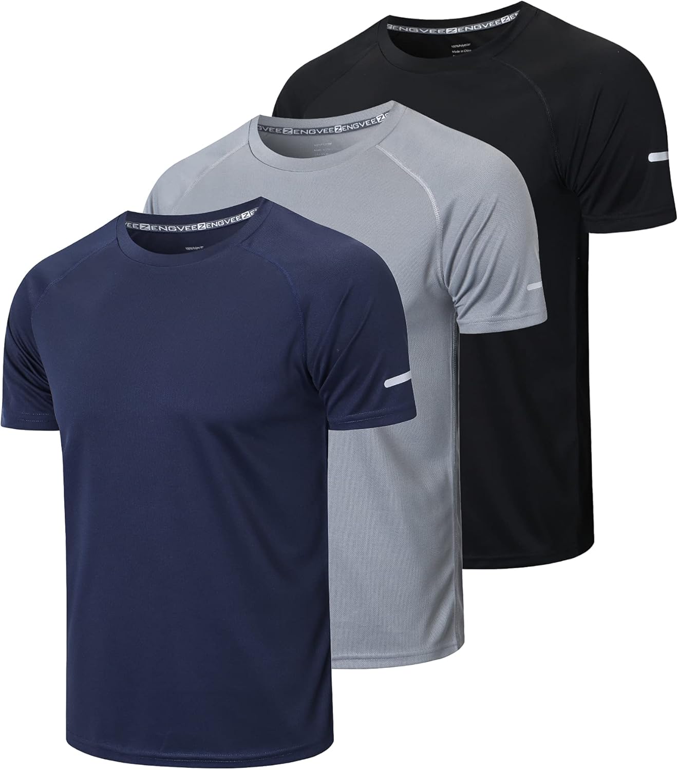 HUAKANG 3 Pack T Shirts Men Breathable Sport Shirts Men Cool Dry Running Tops Sh...