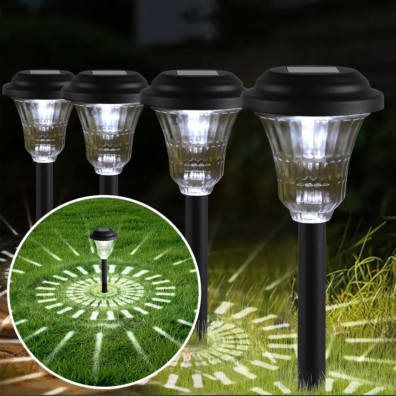 Opard Solar Lights Outdoor Garden, 8 Pack Pathway Lighting Waterproof, Auto On/O...