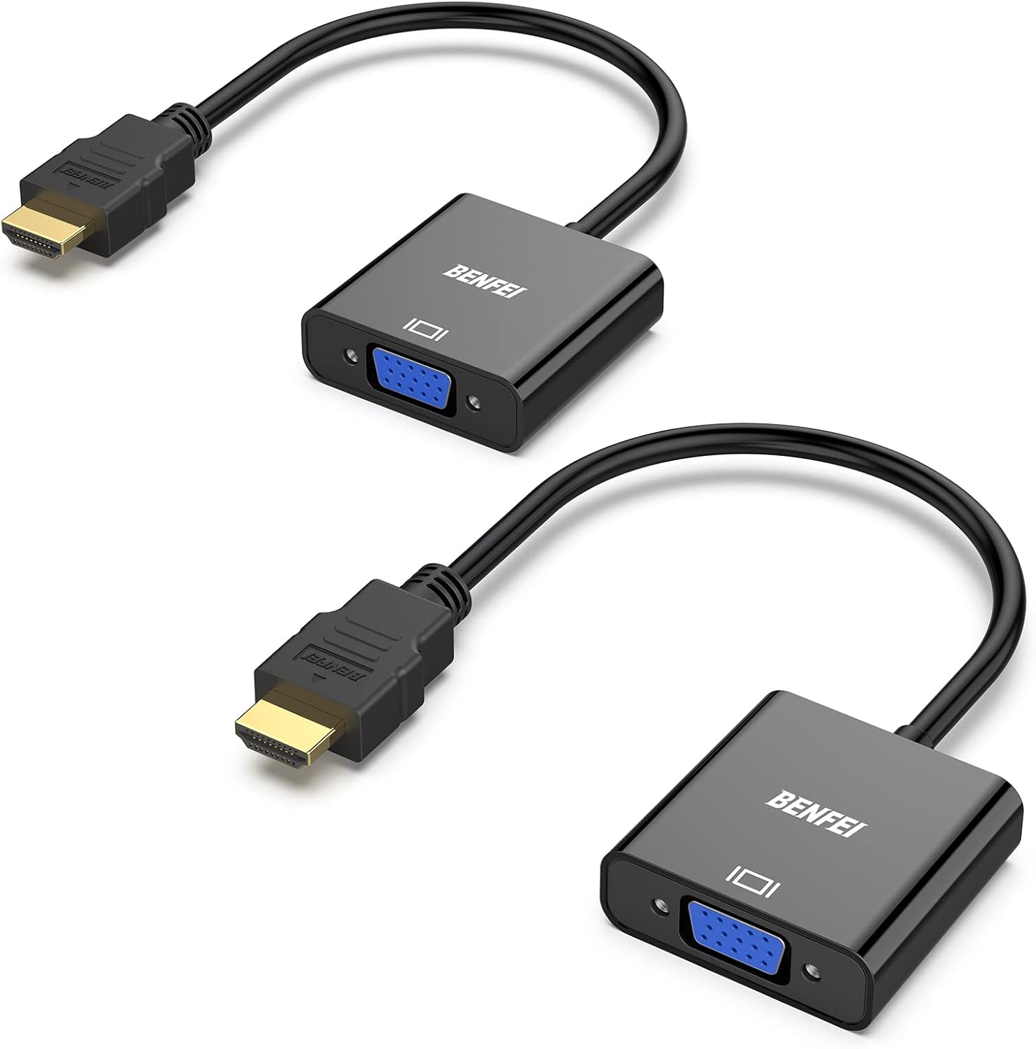 High-Quality BENFEI HDMI to VGA 2 Pack, Special HDMI to VGA Adapter (Male to Fem...