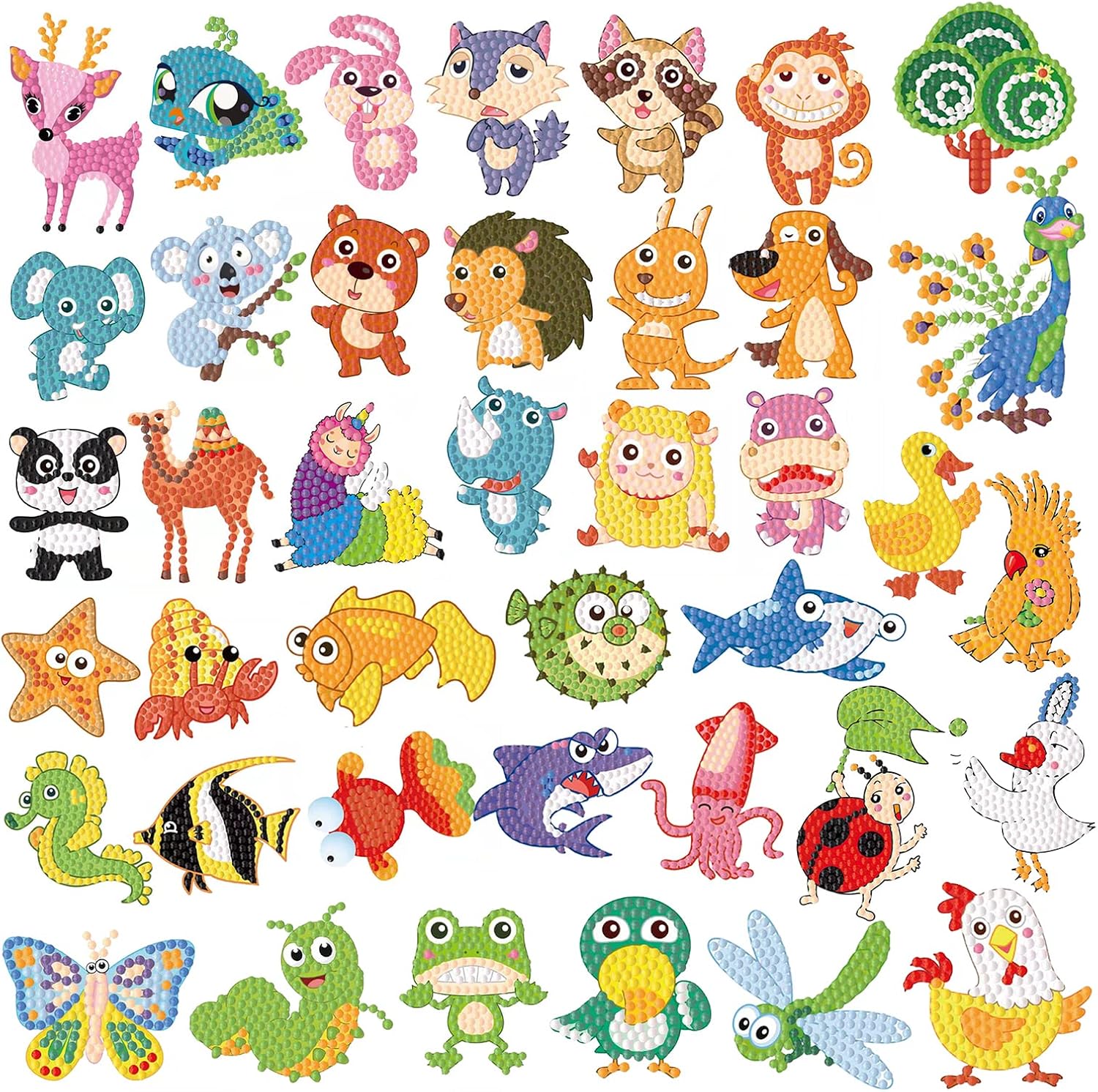 CAYUDEN Diamond Painting Stickers, 40pcs Cute Animal Diamond Arts Paintings Stic...