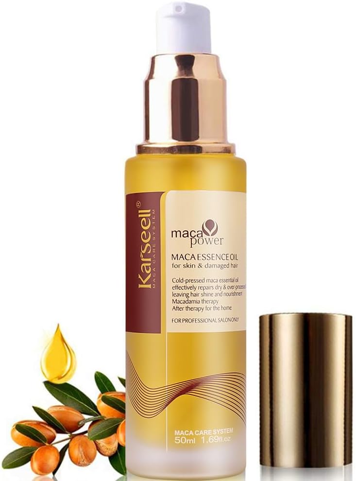 Karseell Hair Oil Moroccan Argan Oil for Hair & Skin, Cold Pressed Maca Essence...