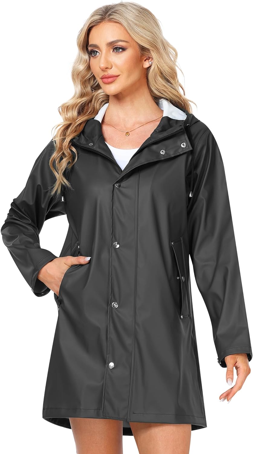 UNIQUEBELLA Raincoat for Women, Special Waterproof Breathable Windbreaker Coat,...