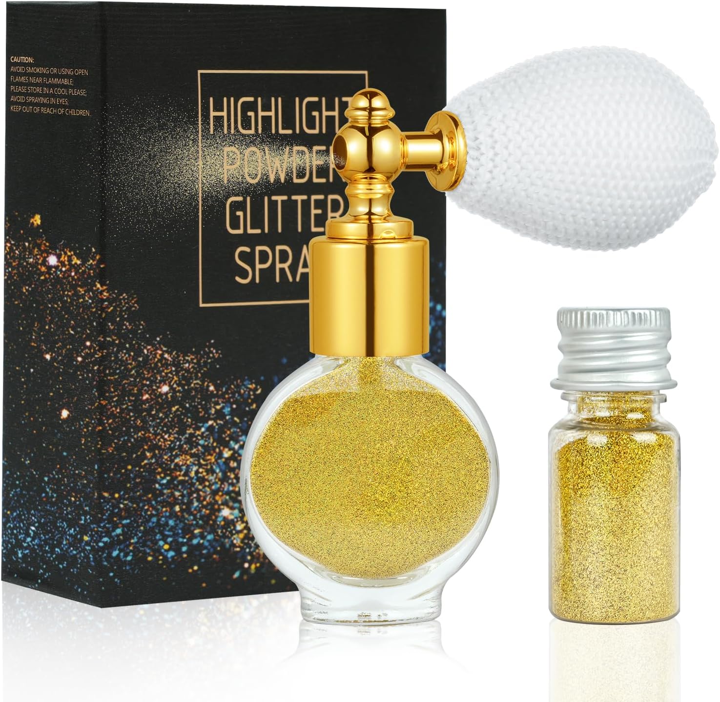 AOOWU Glitter Powder Spray, Shiny Body Glitter Spray for Women, Highlighter Loos...