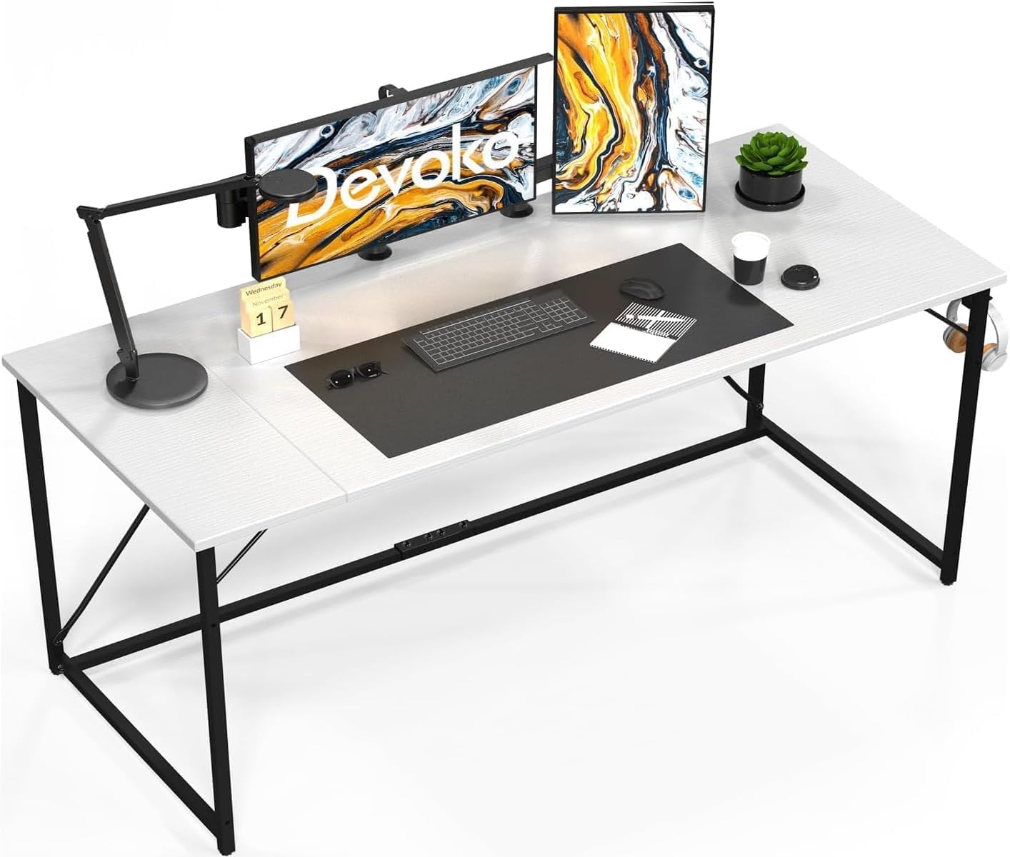 Devoko Computer Desk, Special Home Office Desk with Hook, Versatile Study Writin...