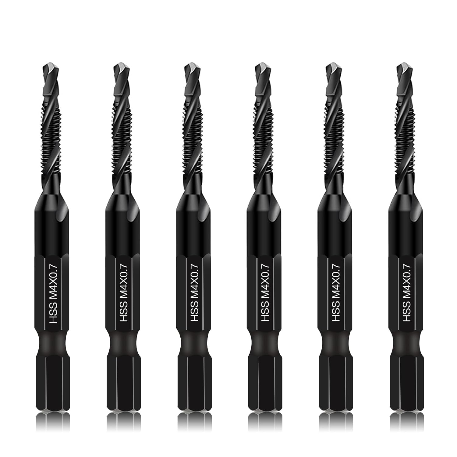 6 Packs M4 Combination Drill & Taps Bit Set, Screw Threading Tapping Tools in Si...