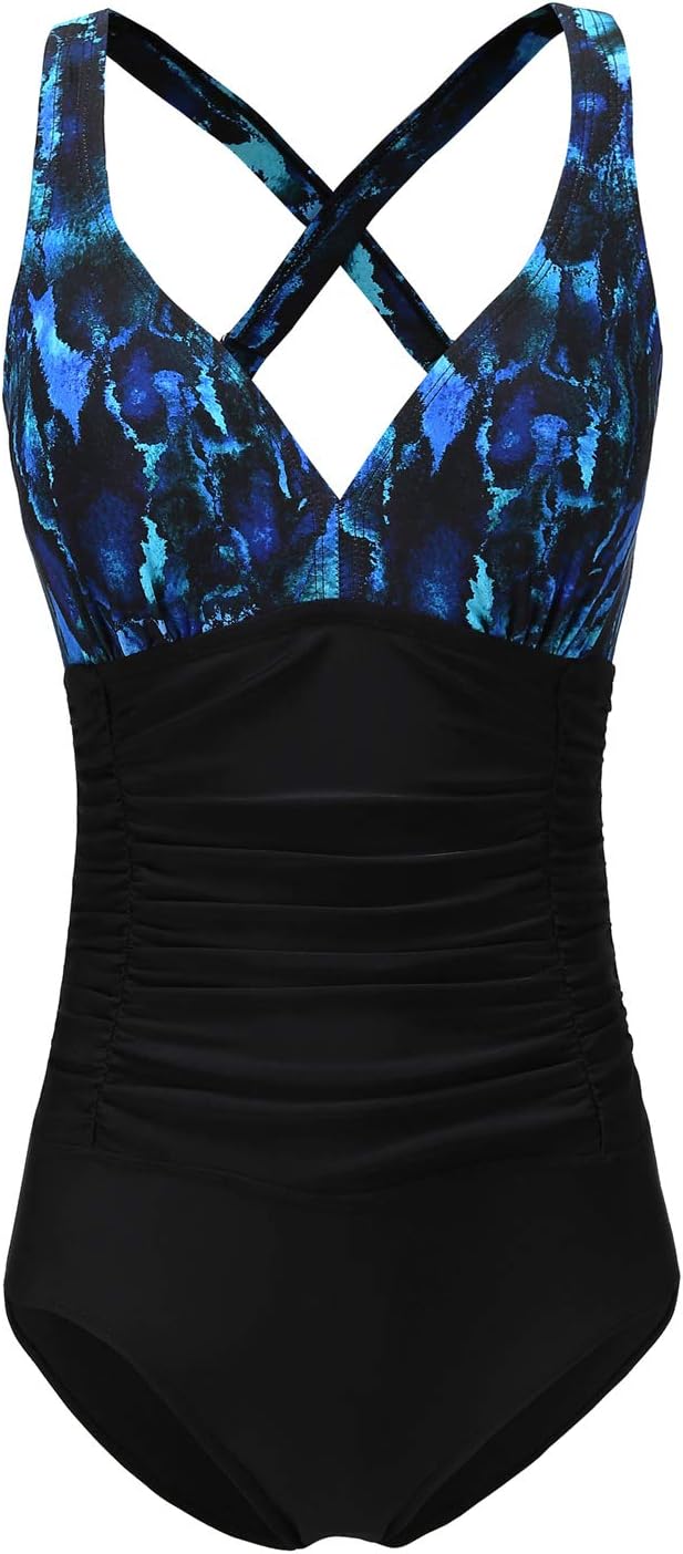 F FLYRONG Swimming Costume, Special Women's Swimwear for Ruched Tummy Control, U...