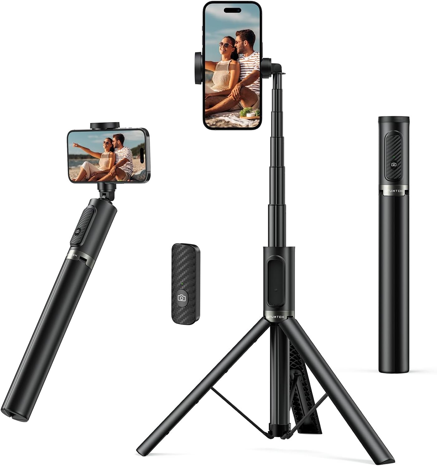 ATUMTEK 55" Selfie Stick Tripod, All-in-one Extendable Aluminum Phone Tripod wit...