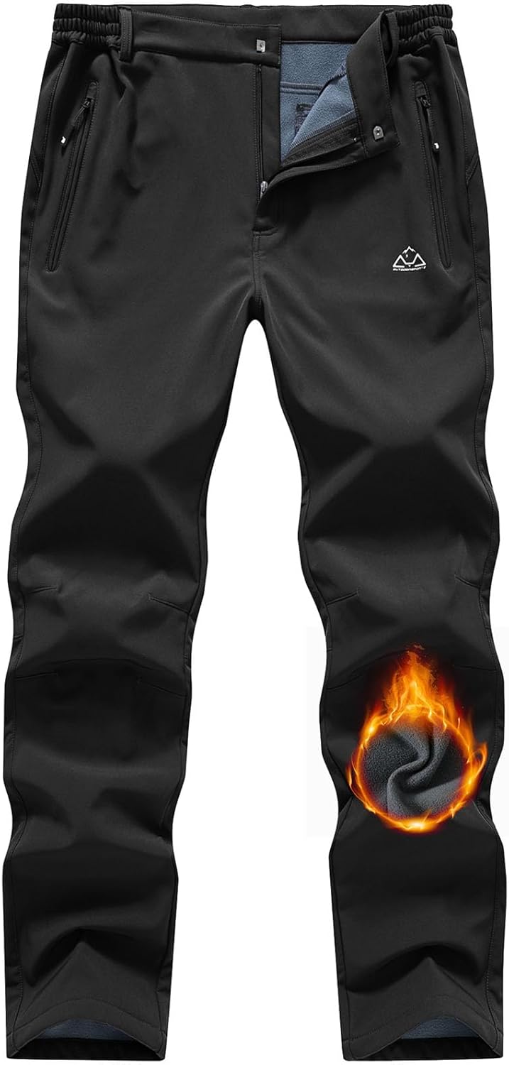 YSENTO Mens Waterproof Walking Fleece Lined Trousers Winter Thermal Ski Hiking O...