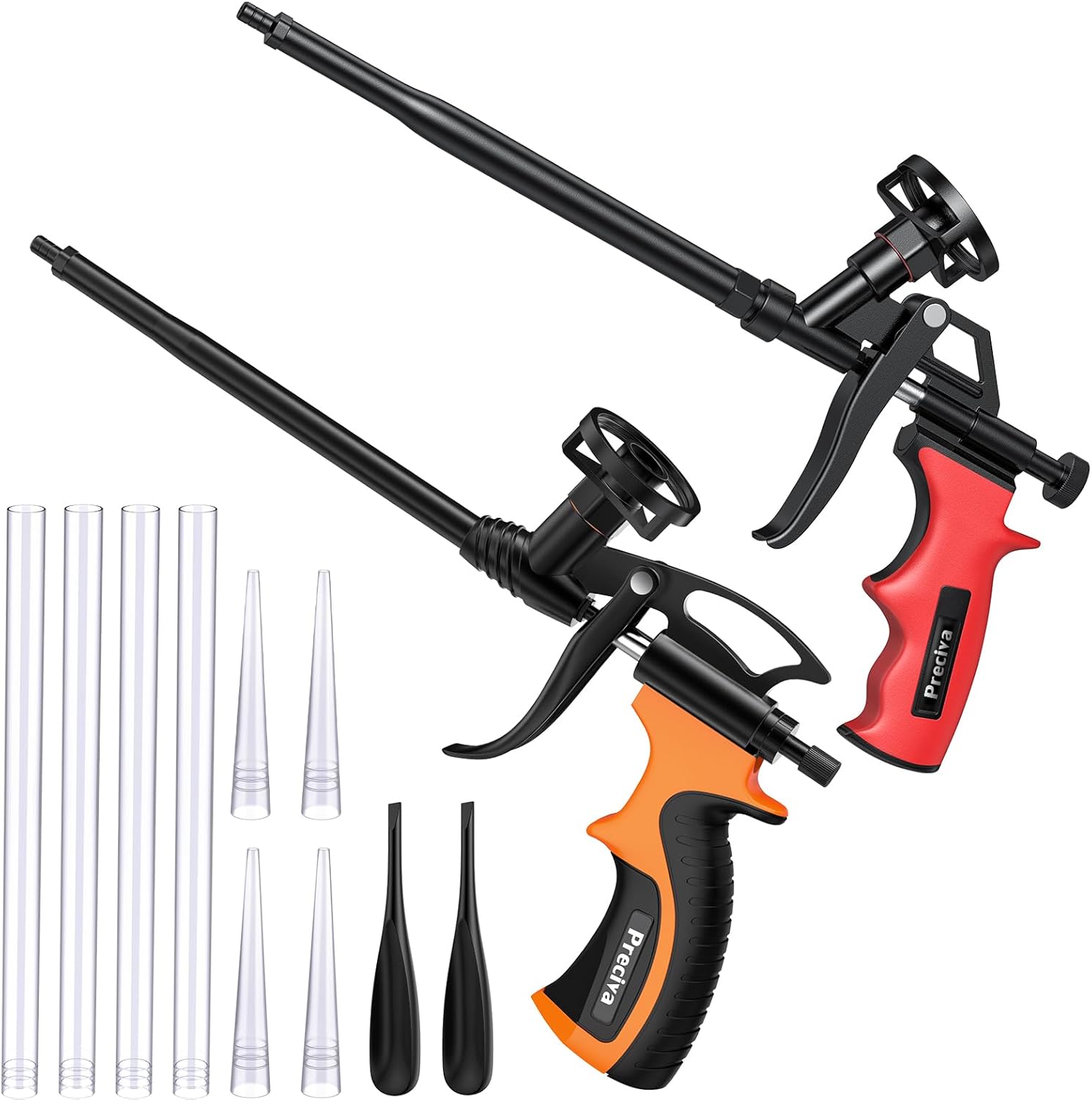 Preciva Foam Gun, 2pcs Red and Orange Expanding Foam Gun, Professional Heavy Dut...
