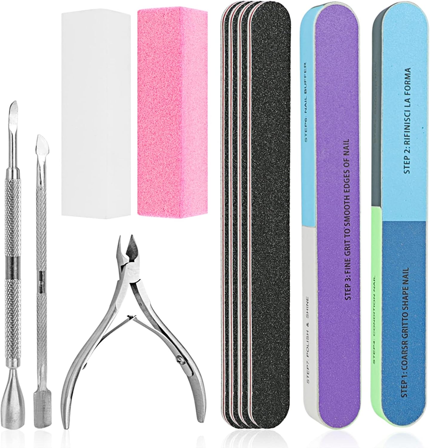Nail File Set, WOVTE 11 Pcs Nail Files Block 7 Ways Buffer Block Buffer Block Sp...