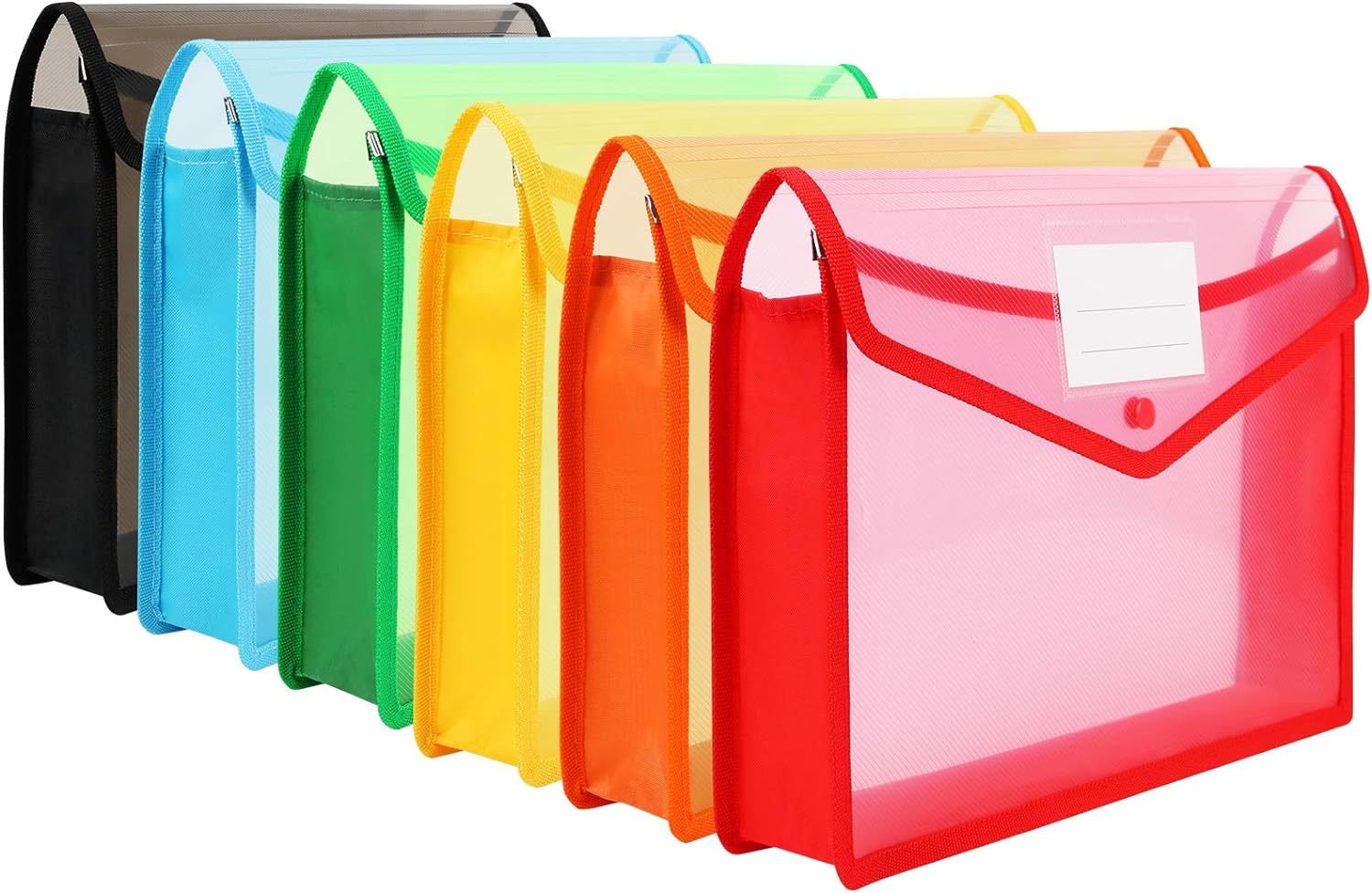 A4 Plastic Wallets, 6 PCS Popper Wallet Plastic Folders Document Files Folders E...