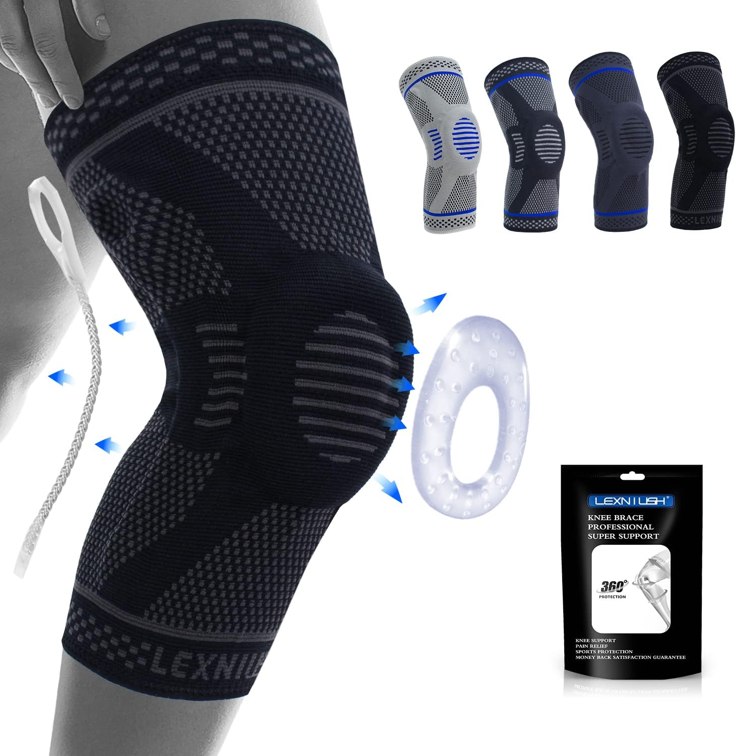 Professional Knee Support for Men/Women, Anti Slip Knee Brace Compression Sleeve...