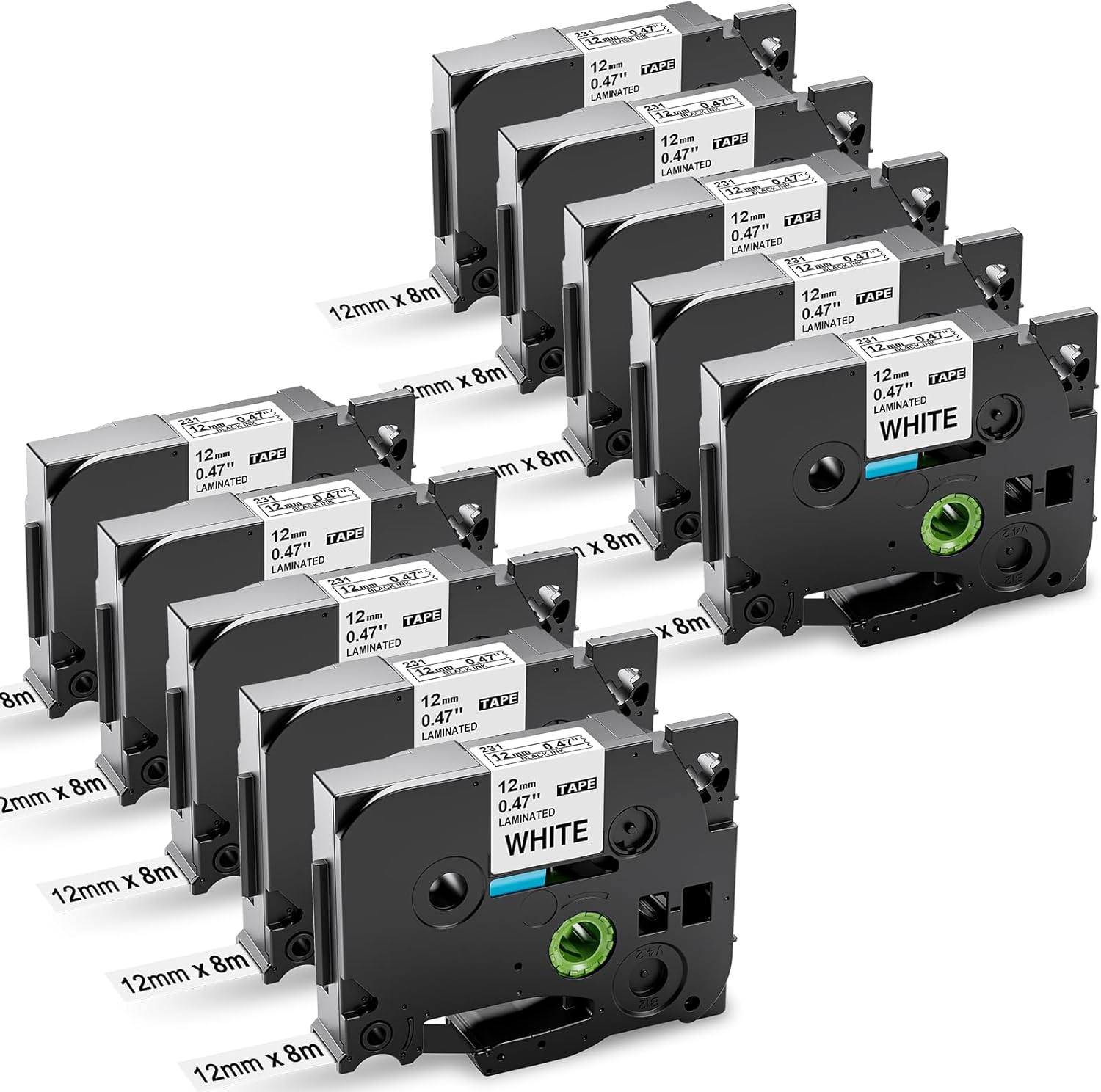 Replacement for Brother P-Touch Tape, Special TZe-231 TZ-231 AZe231 12mm x 8m, I...