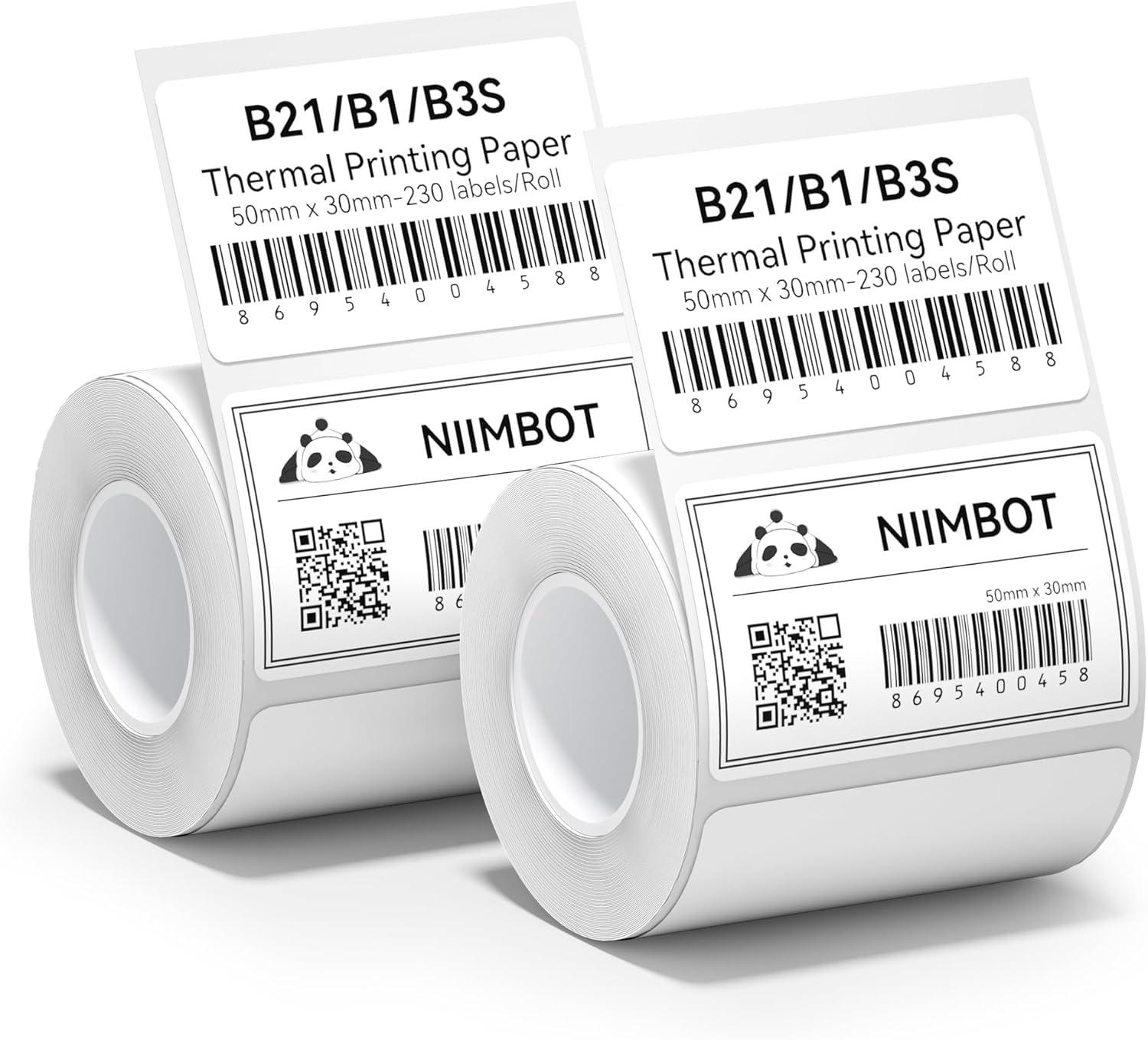 NIIMBOT 2 Rolls Label Maker Tape Thermal Paper 1.97" x 1.18"(50×30mm) Printer St...