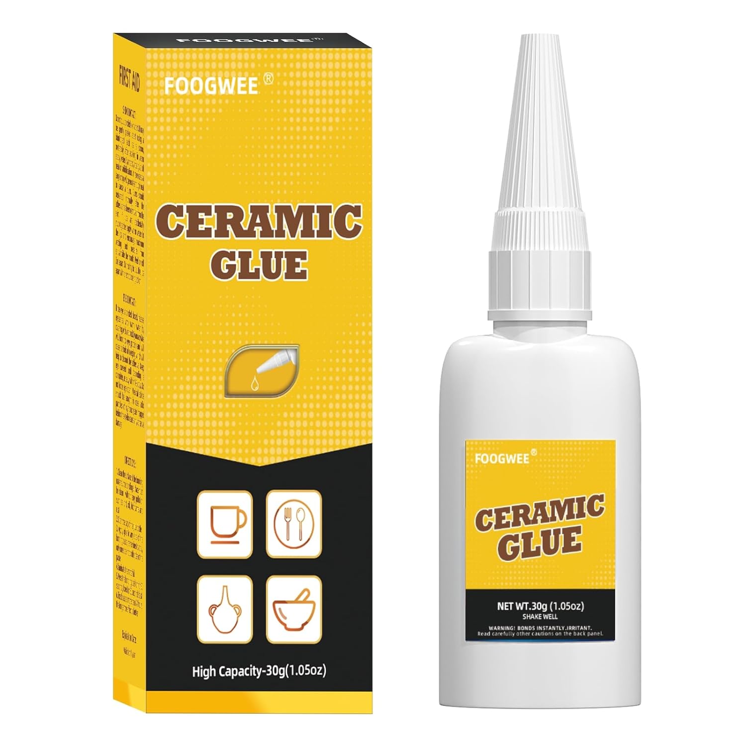 FOOGWEE 30g Ceramic Glue Porcelain - Ceramic Glue Repair for Pottery Waterproof...