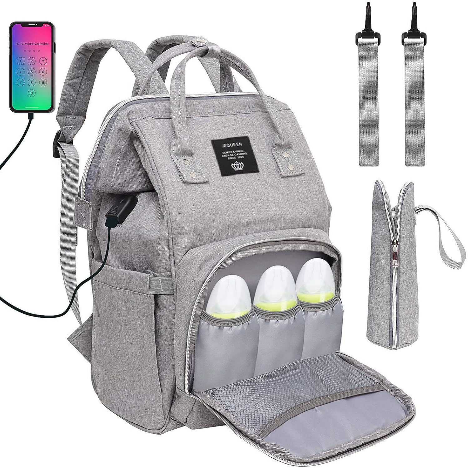 Baby Diaper Bag Backpack, Multi-Function Waterproof Maternity Nappy Bags with US...