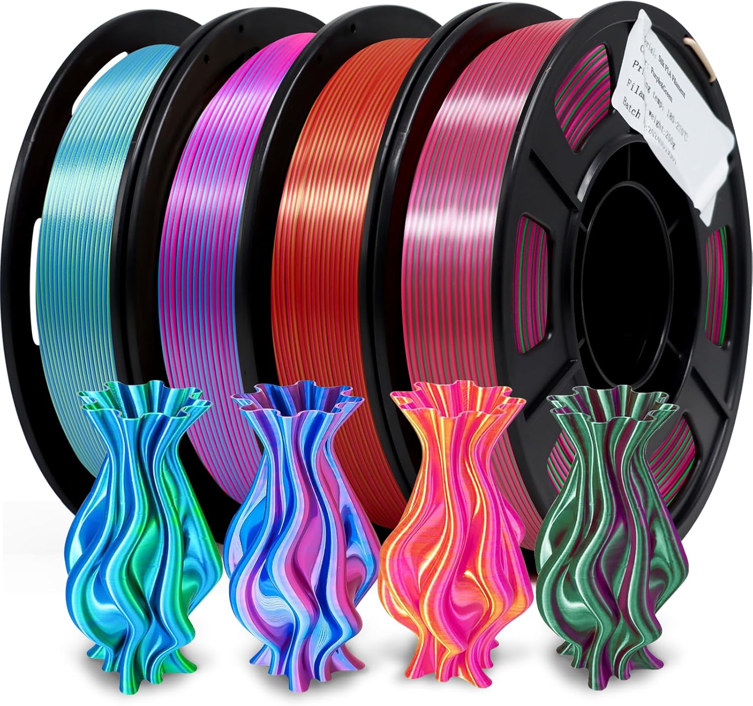 YOUSU Silk PLA Dual Color PLA Filament, 3D Printer Filament 1kg, Dichromatic Fil...