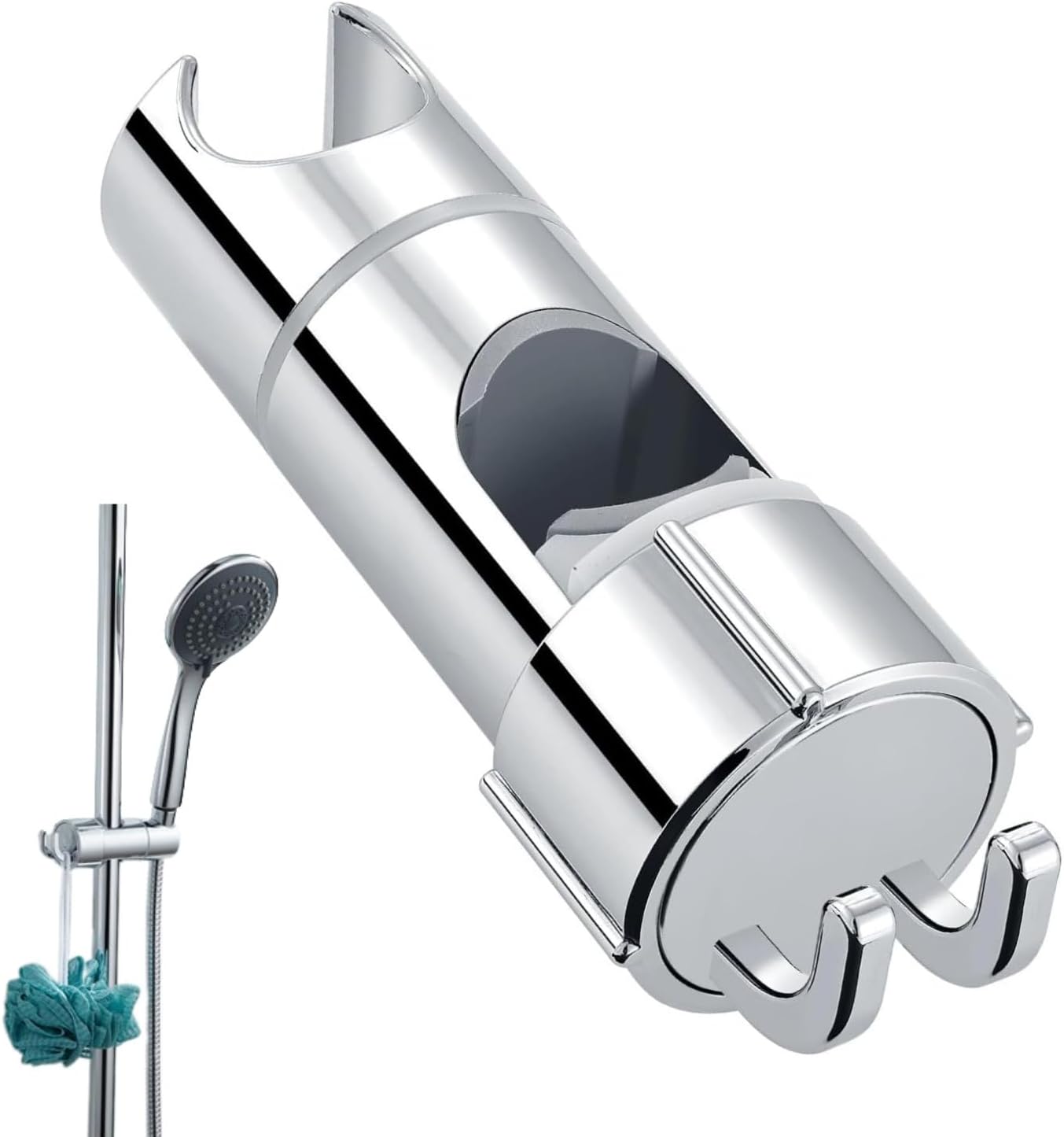 WUBAYI Shower Head Holder with 2 Hooks, Universal Shower Holder Bracket for 16-2...