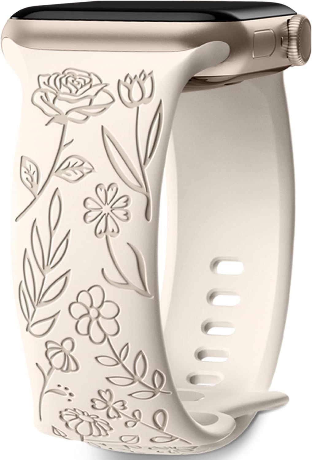 Mastten Floral Engraved Strap Compatible with Apple Watch Strap 38mm 40mm 41mm 4...
