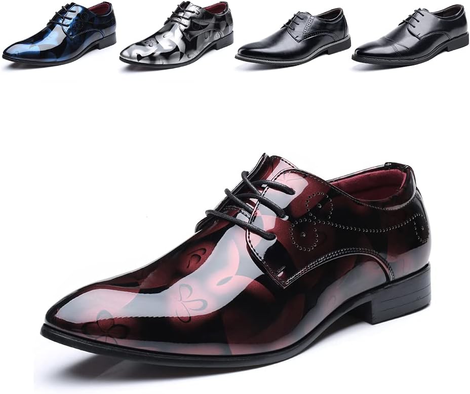 Derby Shoes, Special Shoes for Men Business, Unique Oxford Shoes Brogue Patent L...