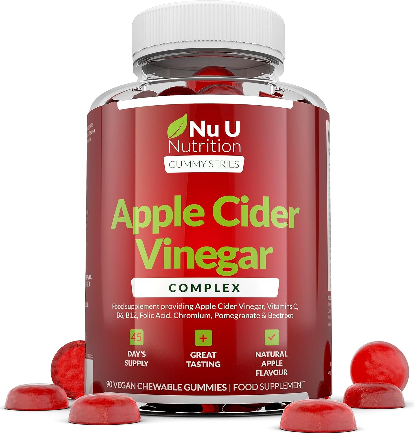 Apple Cider Vinegar Gummies with The Mother 1000mg - 90 Vegan ACV Gummies with V...
