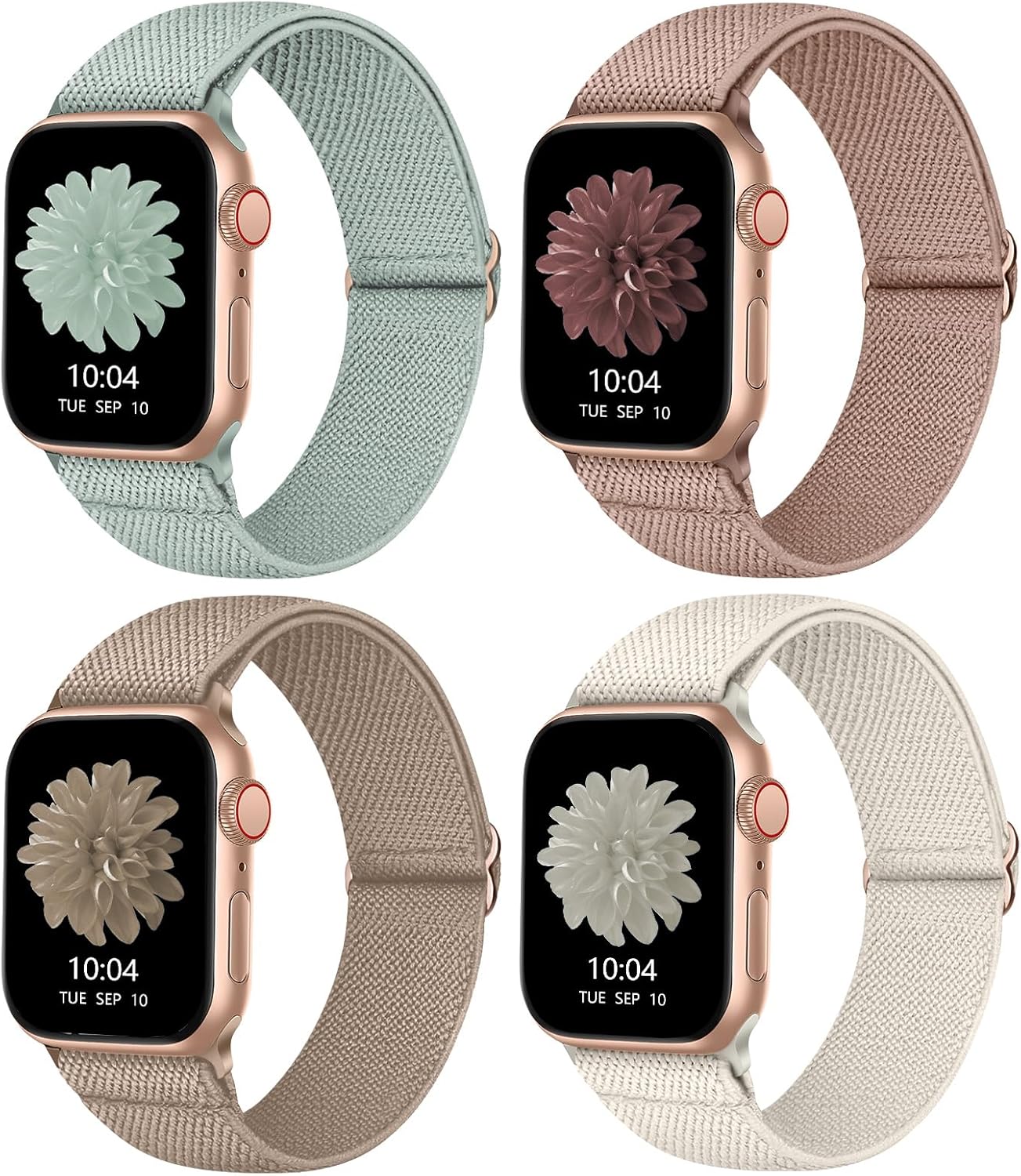 CCnutri 4 Pack Stretchy Nylon Strap Compatible with Apple Watch Straps 38mm 40mm...