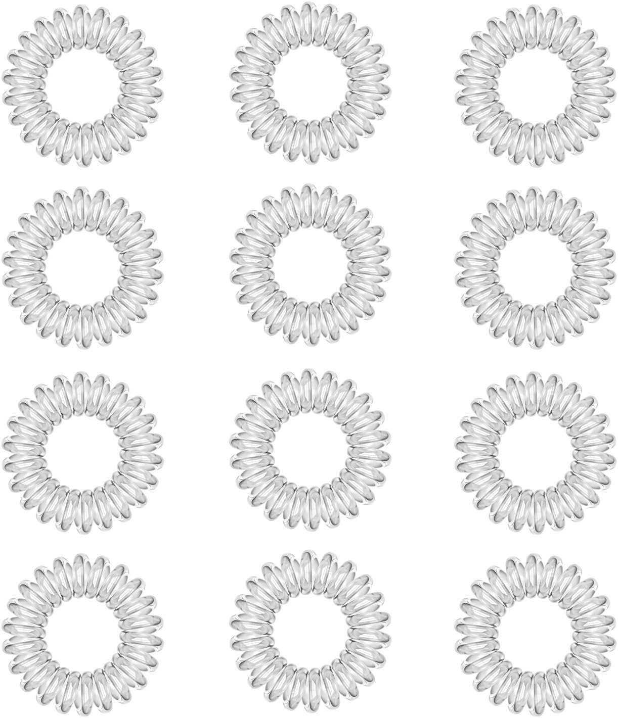 Spiral Hair Ties, 12pcs Clear Plastic Hair Coil Bands, Spiral Ponytail Holder Ph...