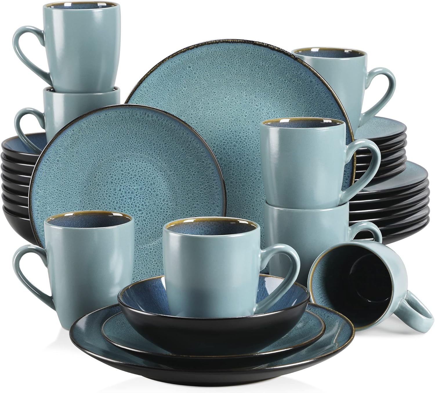 vancasso Bubble Green Dinner Set, Reactive Glaze Dinnerware Tableware, 32-Piece...