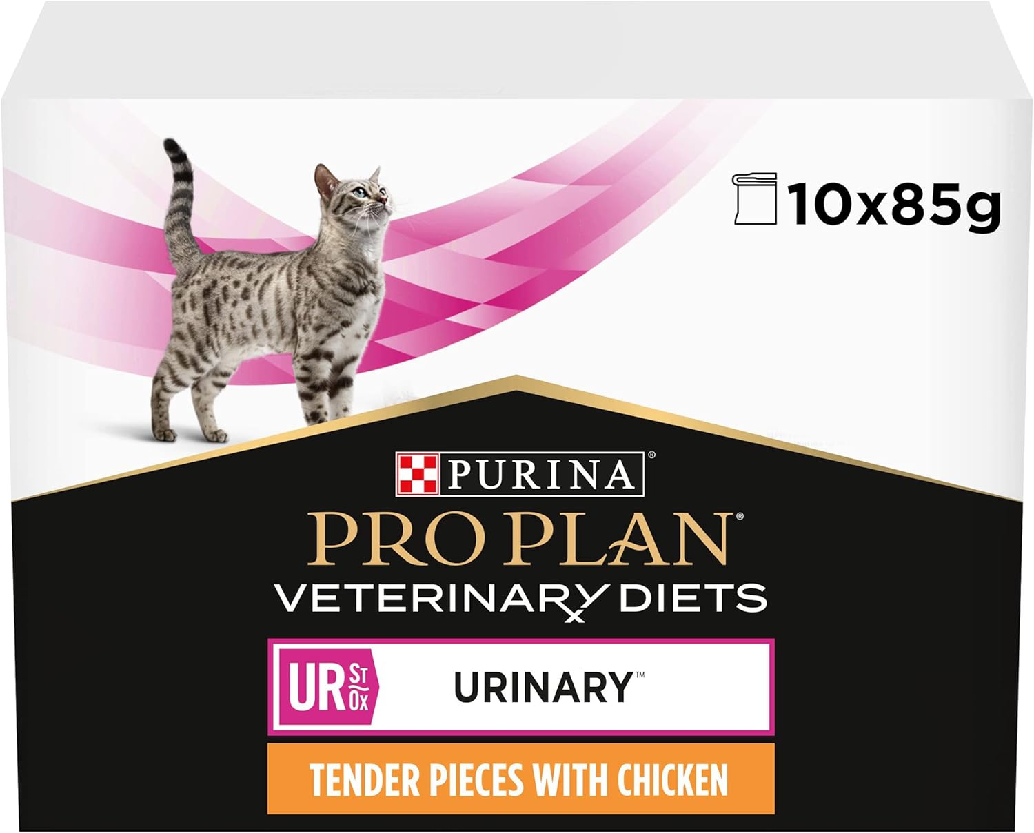 PRO PLAN VETERINARY DIETS UR Urinary Wet Cat Food Chicken 10x85g, Pack of 4