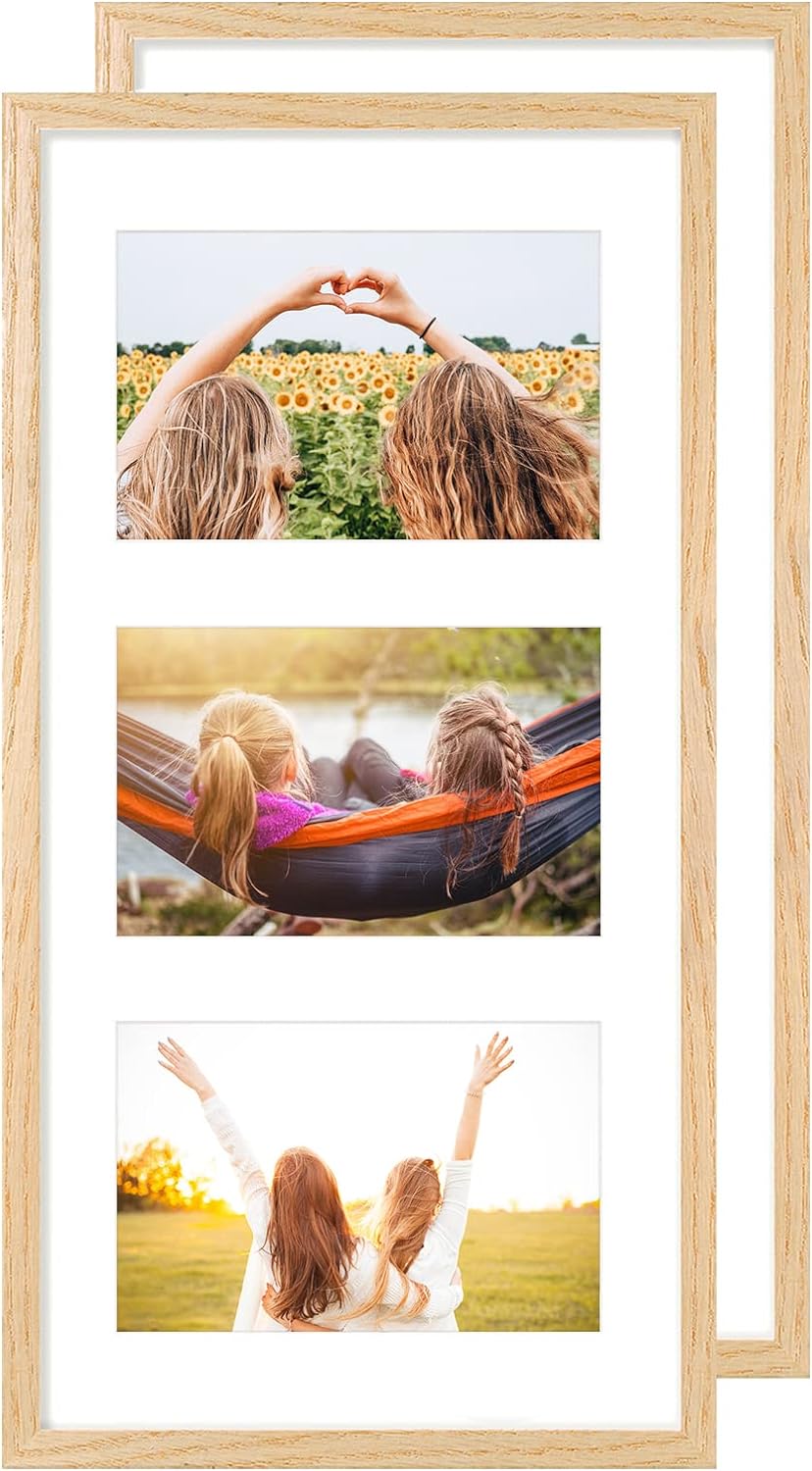 Multiple 3 Aperture Picture Frame for 10 x 15 cm Images,3 opening-6 x 4 Inch Nat...
