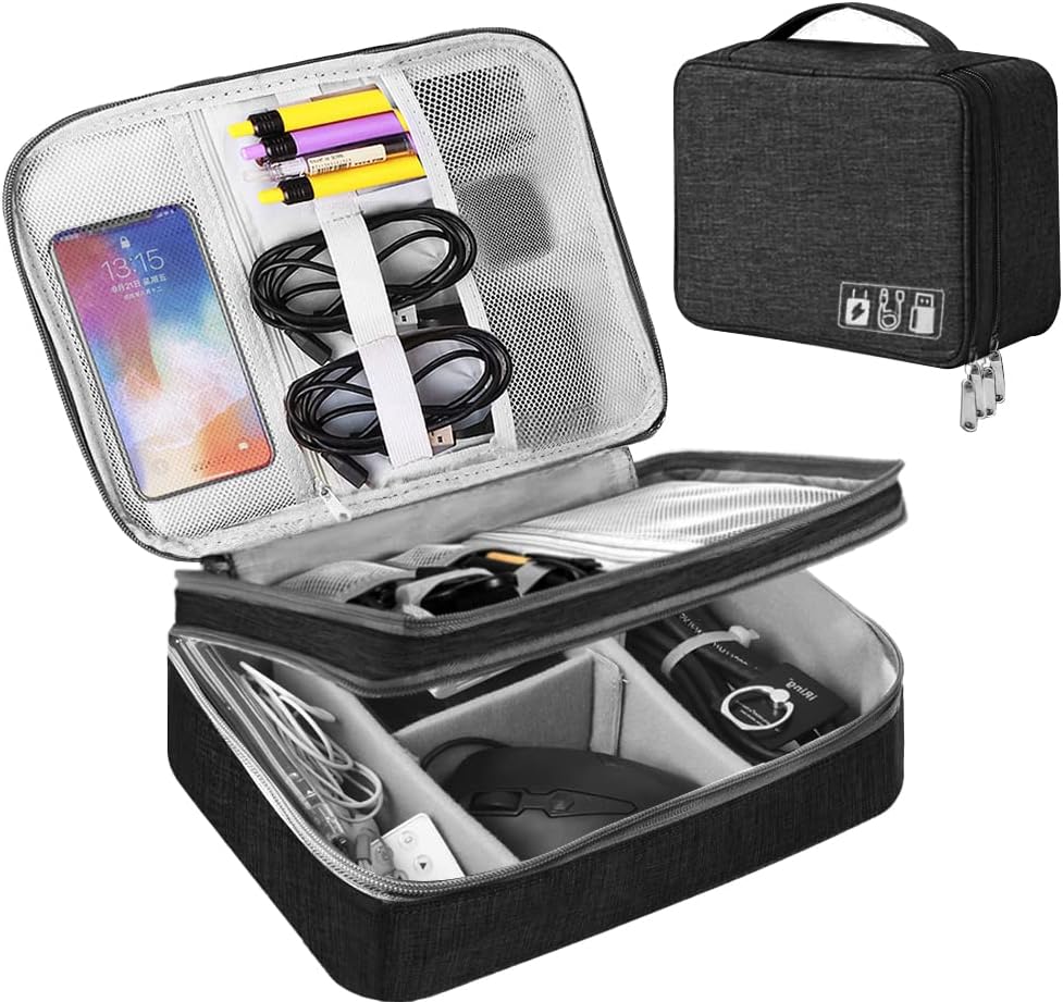 HCFGS Travel Cable Organiser Bag,Accessories Organizer Bag Extra Large 3-Layers...