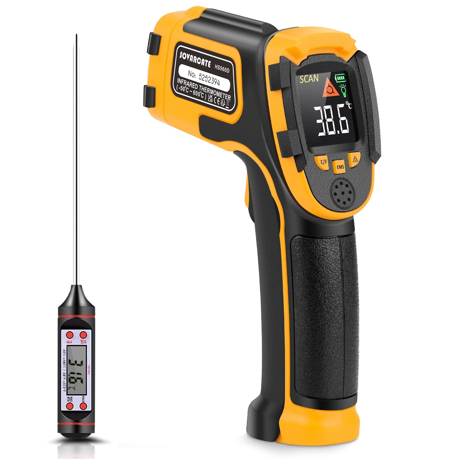 Infrared Thermometer -58℉～1112℉(-50℃～600℃) Non-Contact Laser Temperature Gun D...